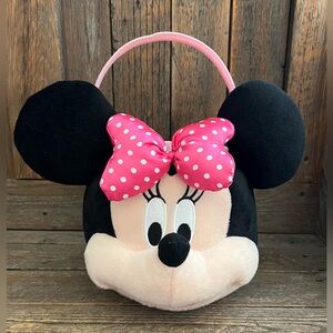 Disney Minnie Mouse with pink bow, plush Easter/Halloween basket.